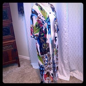 Cover up caftan abstract tribal multi color